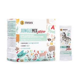 medex junglemix junior z dodanimi vitamini D3 in K2, kalcijem in magnezijem za rast in razvoj kosti v obliki praška