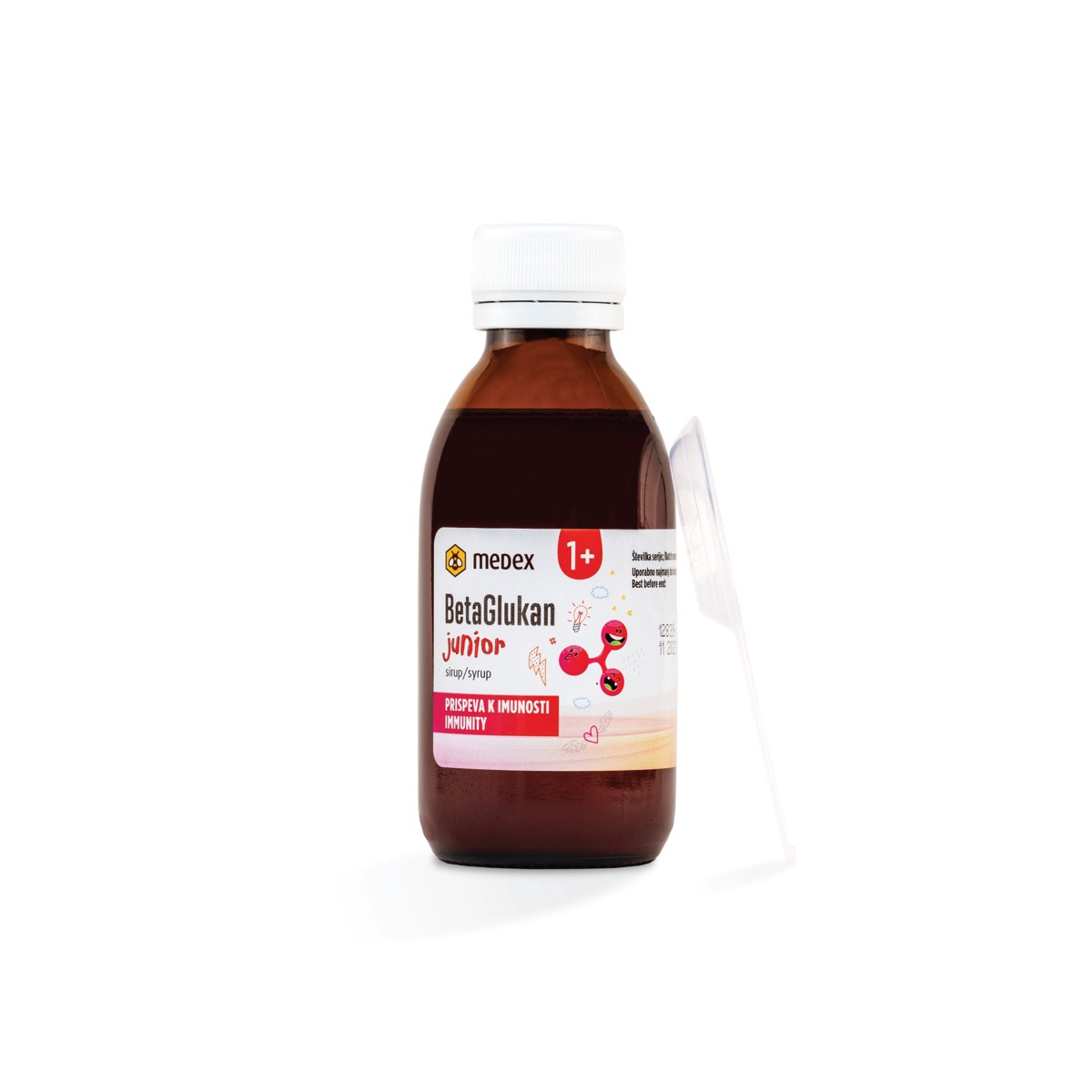 medexov sirup v steklenički betaglukan junior z dodanimi vitamini C in D, cinkom in medom